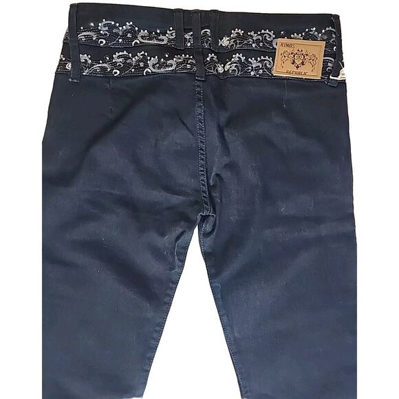 RARE Rimos Republic Jeans Size 10 Straight Leg 90s Y2K Embellished Dark Wash - Picture 6 of 10
